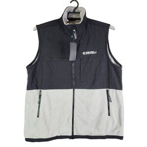 Mens Connect Black & Gray Full Zip Vest Jacket Sleeveless Polyester Size 2XL